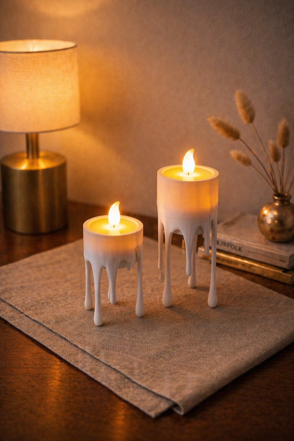Drip Effect LED Candle Set – Realistic Flameless Decorative Candles (Set of 2)