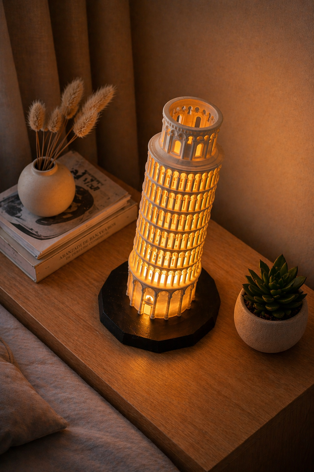 Leaning Tower of Pisa LED Lamp – 3D Printed Decorative Night Light
