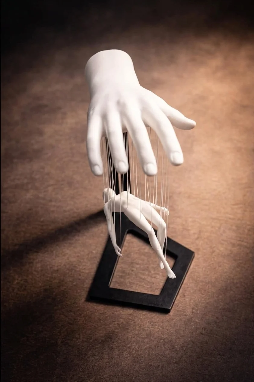 Human Marionette Sculpture – 3D Printed Abstract Decorative Showpiece